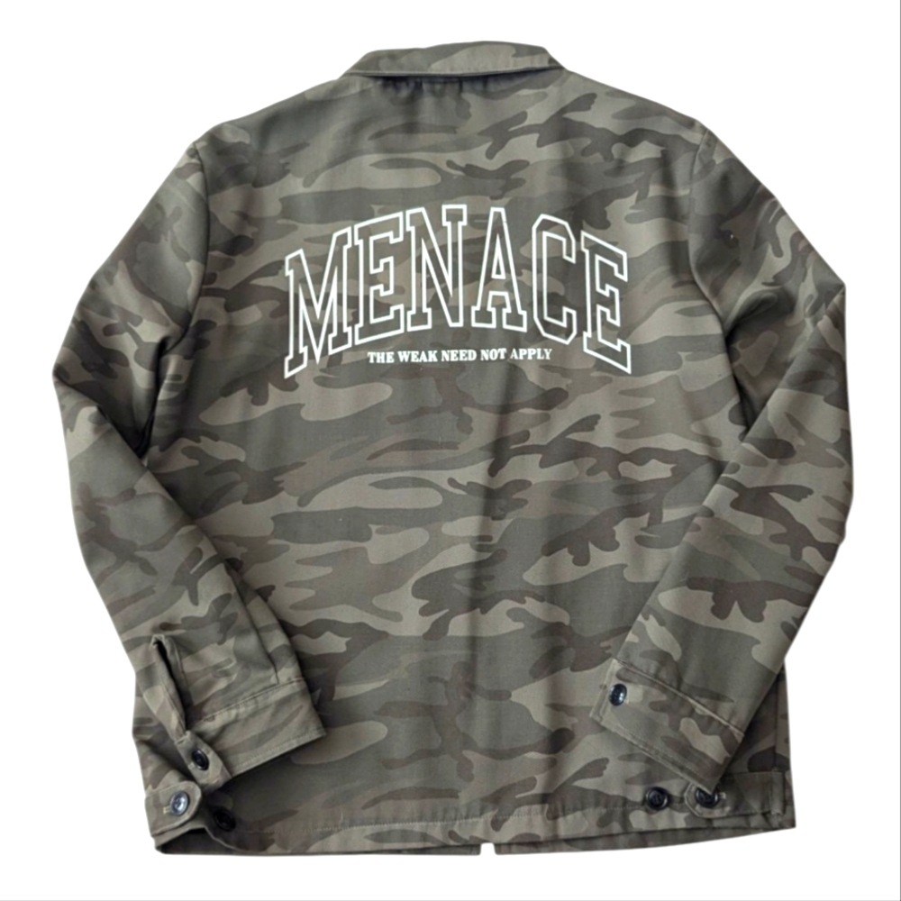 Menace Los Angeles Camo The Weak Need Not Apply Graphic Jacket Size Large USA